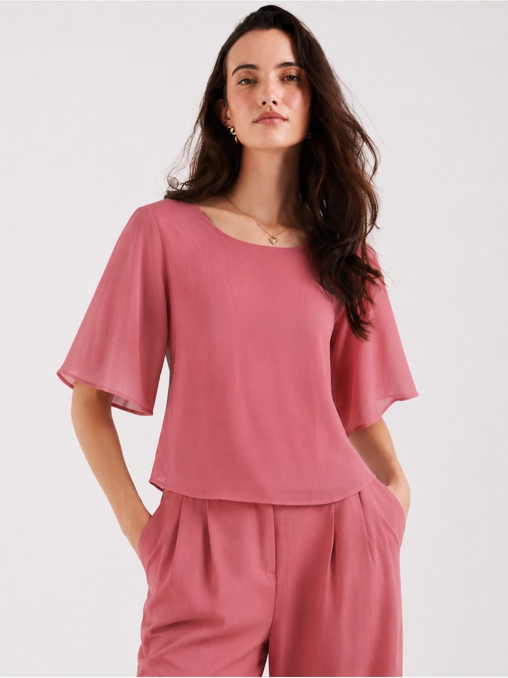 Women’s Pink Chiffon Blouse XL